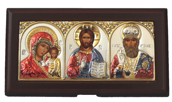 Икона "Казанская Богородица, Спаситель, Святой Николай"