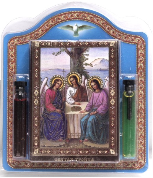 Икона "Святая троица" с елеем и маслом