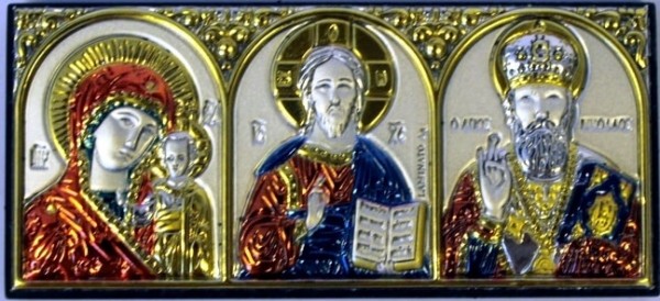 Икона "Казанская Богородица, Спаситель, Святой Николай"