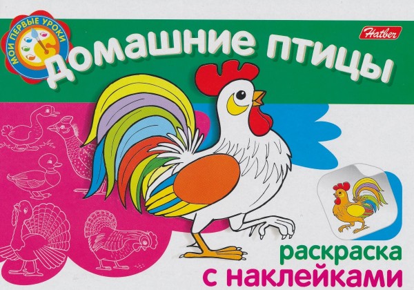 Раскраска с наклейками. Домашние птицы