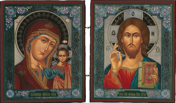 Икона Божией Матери Казанская и Спас Нерукотворный