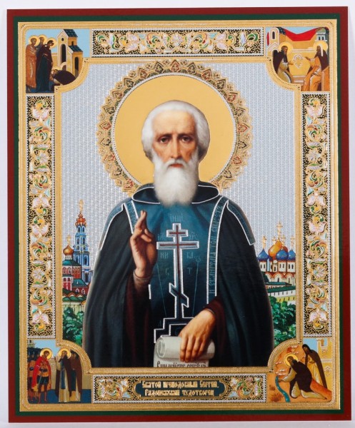 Икона "Святой Сергий (Сергей) Радонежский", с клеймами