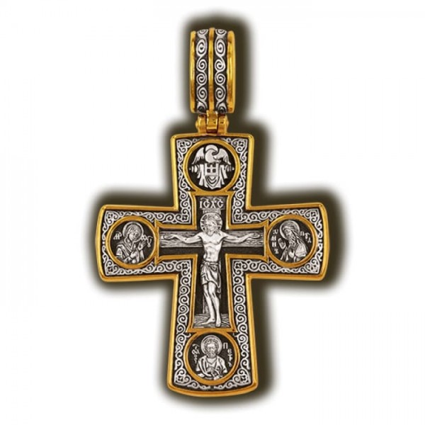 Православный крест: Распятие Христово. Деисус. Апостол Петр. Икона Божией матери Умиление. Архангелы